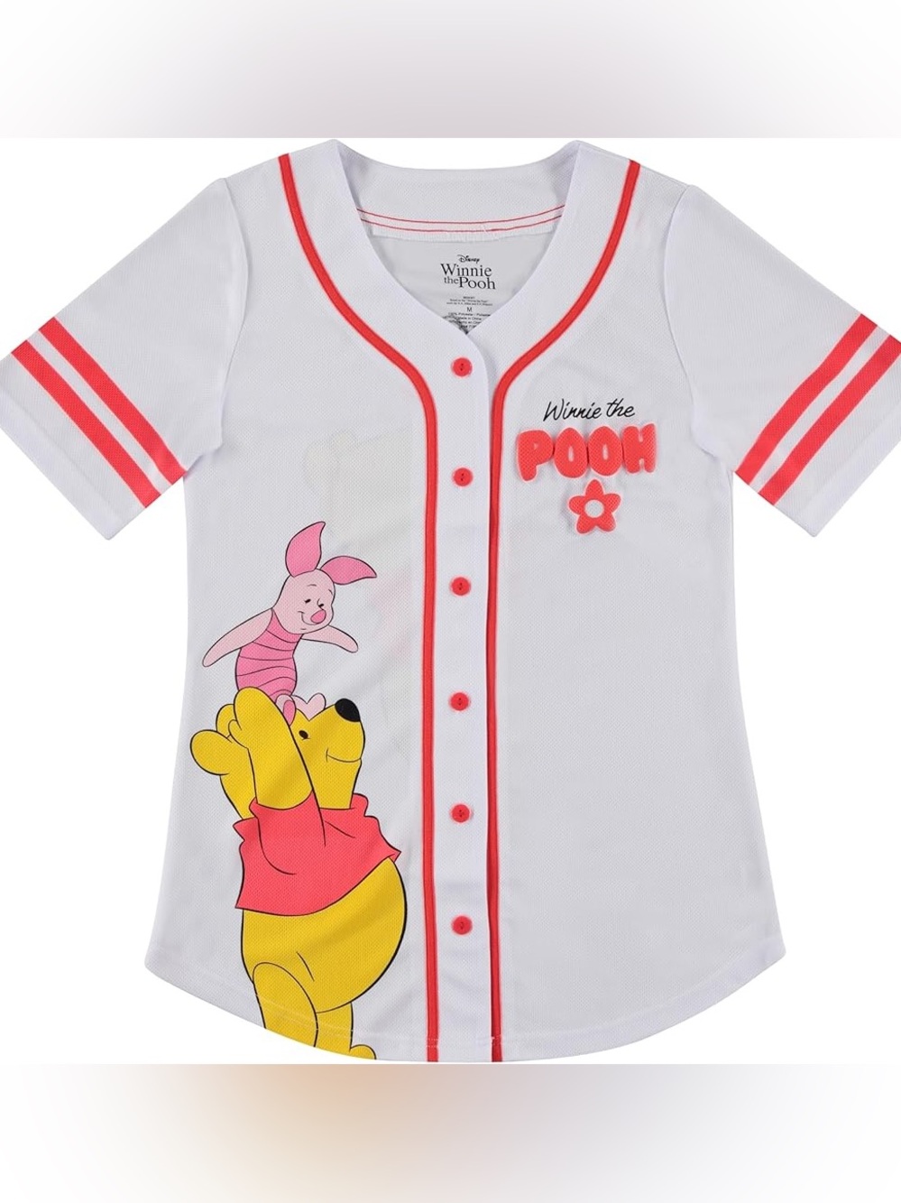 Disney Vintage Winnie the Pooh and Piglet Button Down Mesh Baseball Jersey